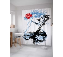 Штора (занавеска) для ванной JoyArty "Силуэт скрипачки" из сатена, 180х200 см с крючками, sc_33602