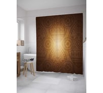 Штора (занавеска) для ванной JoyArty "Солнечные лучи сквозь орнамент" из сатена, 180х200 см с крючками, sc_33528
