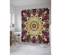 Штора (занавеска) для ванной JoyArty "Лучи мандалы" из сатена, 180х200 см с крючками, sc_33866