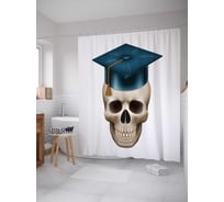 Штора (занавеска) для ванной JoyArty "Череп в конфидератке" из сатена, 180х200 см с крючками, sc_3827