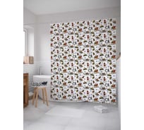 Штора (занавеска) для ванной JoyArty "Рождественские сани" из сатена, 180х200 см с крючками, sc_37109