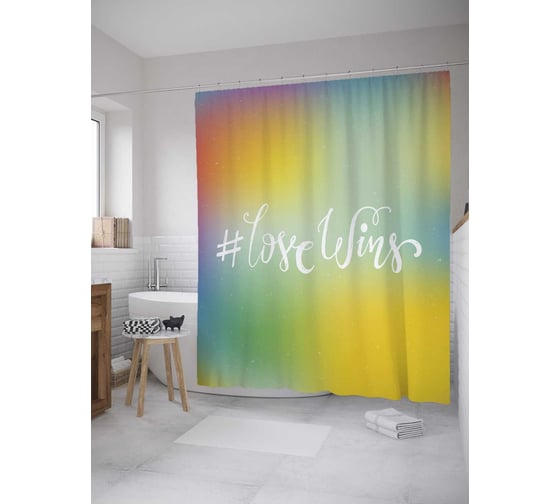 Штора (занавеска) для ванной JoyArty "Победа любви" из сатена, 180х200 см с крючками, sc_33668 1