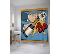 Штора (занавеска) для ванной JoyArty "Шампанское на выпускной" из сатена, 180х200 см с крючками, sc_36247