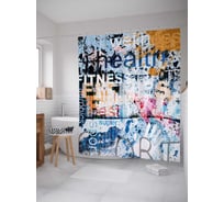 Штора (занавеска) для ванной JoyArty "Фитнес гранж" из сатена, 180х200 см с крючками, sc_36922