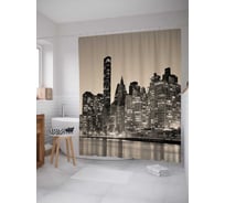 Штора (занавеска) для ванной JoyArty "Ночное отражение мегаполиса" из сатена, 180х200 см с крючками, sc_38162
