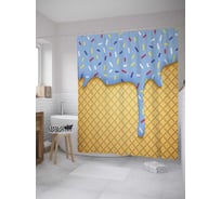 Штора (занавеска) для ванной JoyArty "Потеки на рожке" из сатена, 180х200 см с крючками, sc_36328