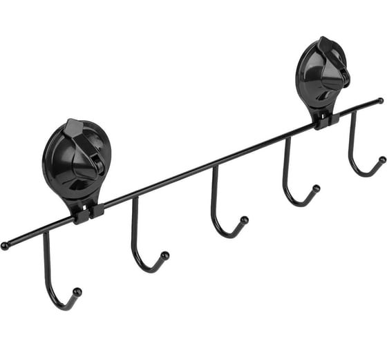 Крючок на планке 5 шт на присоске (Air-lock) SAKURA UI-1004 80x40x400 мм, черный 037310