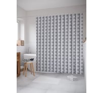 Штора (занавеска) для ванной JoyArty "Геометрия овалов" из сатена, 180х200 см с крючками, sc_57560