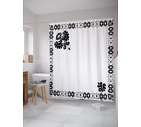 Штора (занавеска) для ванной JoyArty "Восточная рамка" из сатена, 180х200 см с крючками, sc_54040