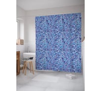 Штора (занавеска) для ванной JoyArty "Цветочный дудл" из сатена, 180х200 см с крючками, sc_58305