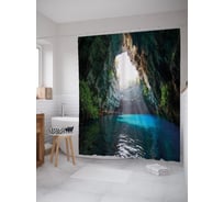Штора (занавеска) для ванной JoyArty "Пещерное озеро Мелиссани" из сатена, 180х200 см с крючками, sc_53577