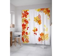 Штора (занавеска) для ванной JoyArty "Листья осени" из сатена, 180х200 см с крючками, sc_37658