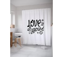 Штора (занавеска) для ванной JoyArty "Любовь вокруг" из сатена, 180х200 см с крючками, sc_53903