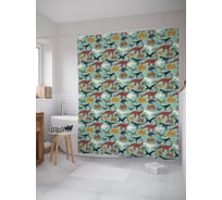 Штора (занавеска) для ванной JoyArty "Разные динозавры" из сатена, 180х200 см с крючками, sc_54108
