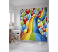 Штора (занавеска) для ванной JoyArty "Радужная дорога" из сатена, 180х200 см с крючками, sc_34299