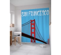 Штора (занавеска) для ванной JoyArty "Золотые Ворота Сан-Францыско эскиз" из сатена, 180х200 см с крючками, sc_5448