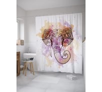 Штора (занавеска) для ванной JoyArty "Индийский слон" из сатена, 180х200 см с крючками, sc_59857