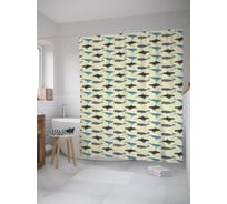 Штора (занавеска) для ванной JoyArty "Киты и кашалоты" из сатена, 180х200 см с крючками, sc_55374