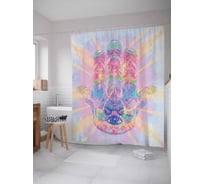 Штора (занавеска) для ванной JoyArty "Радужное сияние хамсы" из сатена, 180х200 см с крючками, sc_38622