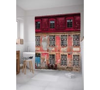 Штора (занавеска) для ванной JoyArty "Фасад старого дома" из сатена, 180х200 см с крючками, sc_37364