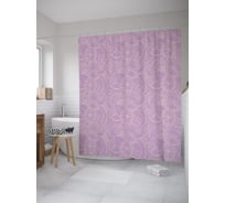 Штора (занавеска) для ванной JoyArty "Цветочная тюль" из сатена, 180х200 см с крючками, sc_60082