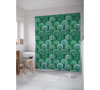 Штора (занавеска) для ванной JoyArty "Лес в стиле дудл" из сатена, 180х200 см с крючками, sc_58130