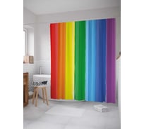 Штора (занавеска) для ванной JoyArty "Цвета радуги" из сатена, 180х200 см с крючками, sc_38491