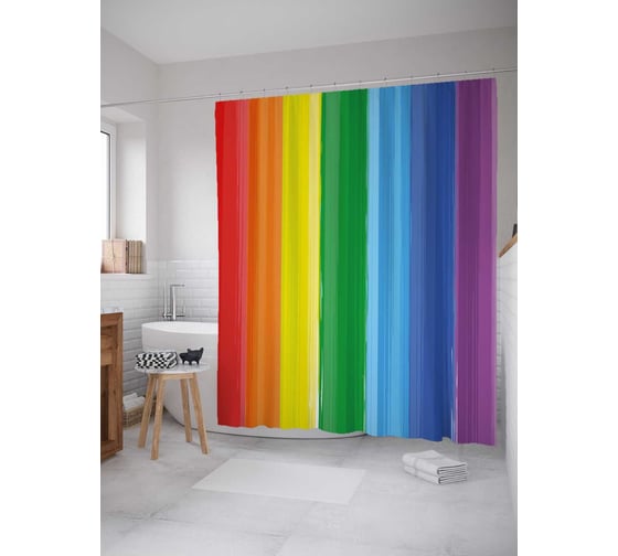 Штора (занавеска) для ванной JoyArty "Цвета радуги" из сатена, 180х200 см с крючками, sc_38491 1