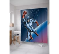 Штора (занавеска) для ванной JoyArty "Полет супергероя" из сатена, 180х200 см с крючками, sc_38726