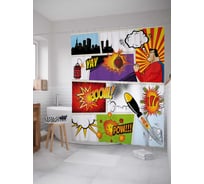 Штора (занавеска) для ванной JoyArty "Отрывки комикса" из сатена, 180х200 см с крючками, sc_38702