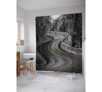 Штора (занавеска) для ванной JoyArty "Извилистая трасса" из сатена, 180х200 см с крючками, sc_38177