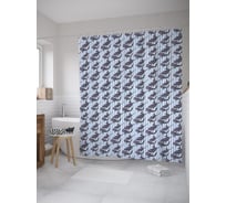 Штора (занавеска) для ванной JoyArty "Кашалоты на полосках" из сатена, 180х200 см с крючками, sc_55345