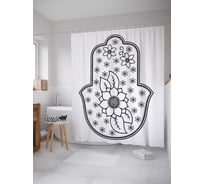 Штора (занавеска) для ванной JoyArty "Цветок в хамсе" из сатена, 180х200 см с крючками, sc_38620