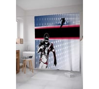 Штора (занавеска) для ванной JoyArty "Американский бейсбол" из сатена, 180х200 см с крючками, sc_37306