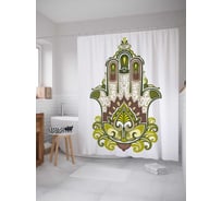 Штора (занавеска) для ванной JoyArty "Восточная рука защиты" из сатена, 180х200 см с крючками, sc_38639