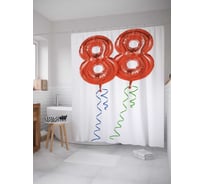 Штора (занавеска) для ванной JoyArty "Парящие восьмерки" из сатена, 180х200 см с крючками, sc_34253