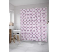 Штора (занавеска) для ванной JoyArty "Эскиз сердец" из сатена, 180х200 см с крючками, sc_34062