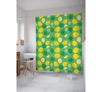 Штора (занавеска) для ванной JoyArty "Лимоны и лаймы" из сатена, 180х200 см с крючками, sc_64212