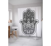 Штора (занавеска) для ванной JoyArty "Всевидящее око в монохроме" из сатена, 180х200 см с крючками, sc_38631