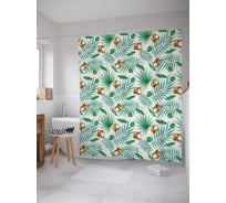 Штора (занавеска) для ванной JoyArty "Кокосовые пальмы" из сатена, 180х200 см с крючками, sc_50075
