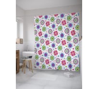 Штора (занавеска) для ванной JoyArty "Цветочные орнаменты" из сатена, 180х200 см с крючками, sc_52450