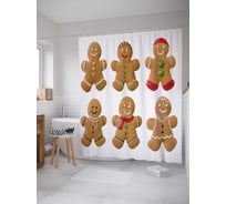 Штора (занавеска) для ванной JoyArty "Разные человечки" из сатена, 180х200 см с крючками, sc_38359