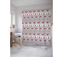 Штора (занавеска) для ванной JoyArty "Геометрические елки" из сатена, 180х200 см с крючками, sc_37115