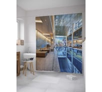 Штора (занавеска) для ванной JoyArty "Лежаки у бассейна" из сатена, 180х200 см с крючками, sc_34839