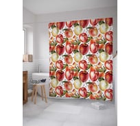 Штора (занавеска) для ванной JoyArty "Яблочный арт" из сатена, 180х200 см с крючками, sc_52365
