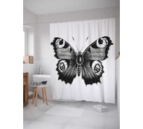 Штора (занавеска) для ванной JoyArty "Павлиний глаз" из сатена, 180х200 см с крючками, sc_38164