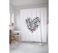 Штора (занавеска) для ванной JoyArty "Признание в сердце" из сатена, 180х200 см с крючками, sc_53011