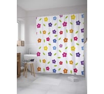 Штора (занавеска) для ванной JoyArty "Разноцветные соцветия" из сатена, 180х200 см с крючками, sc_34014