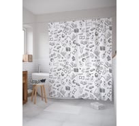 Штора (занавеска) для ванной JoyArty "Курсы валют" из сатена, 180х200 см с крючками, sc_54215