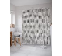 Штора (занавеска) для ванной JoyArty "Геометрическая паутина" из сатена, 180х200 см с крючками, sc_58778